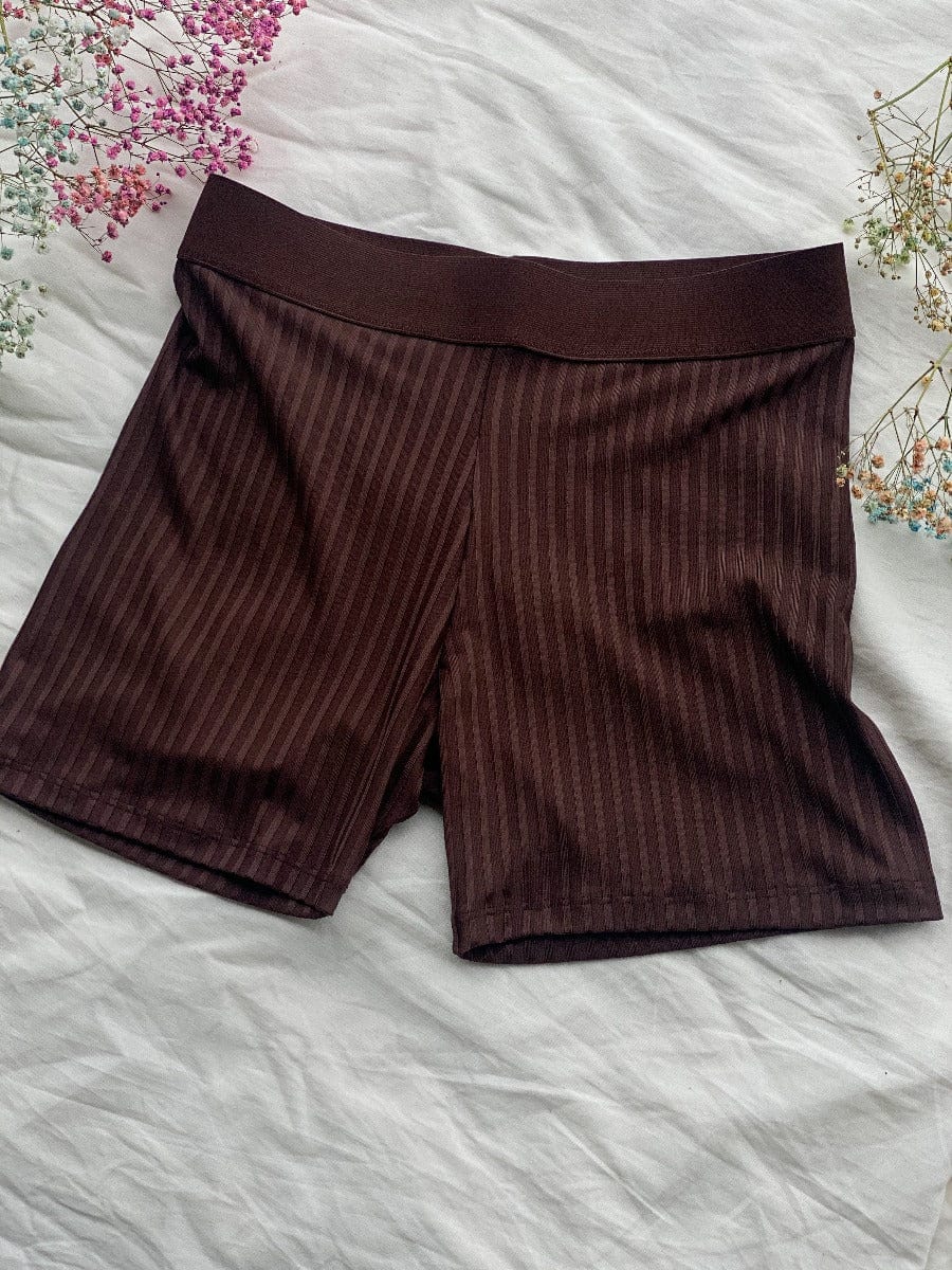 Brown Linni Rib Shorts