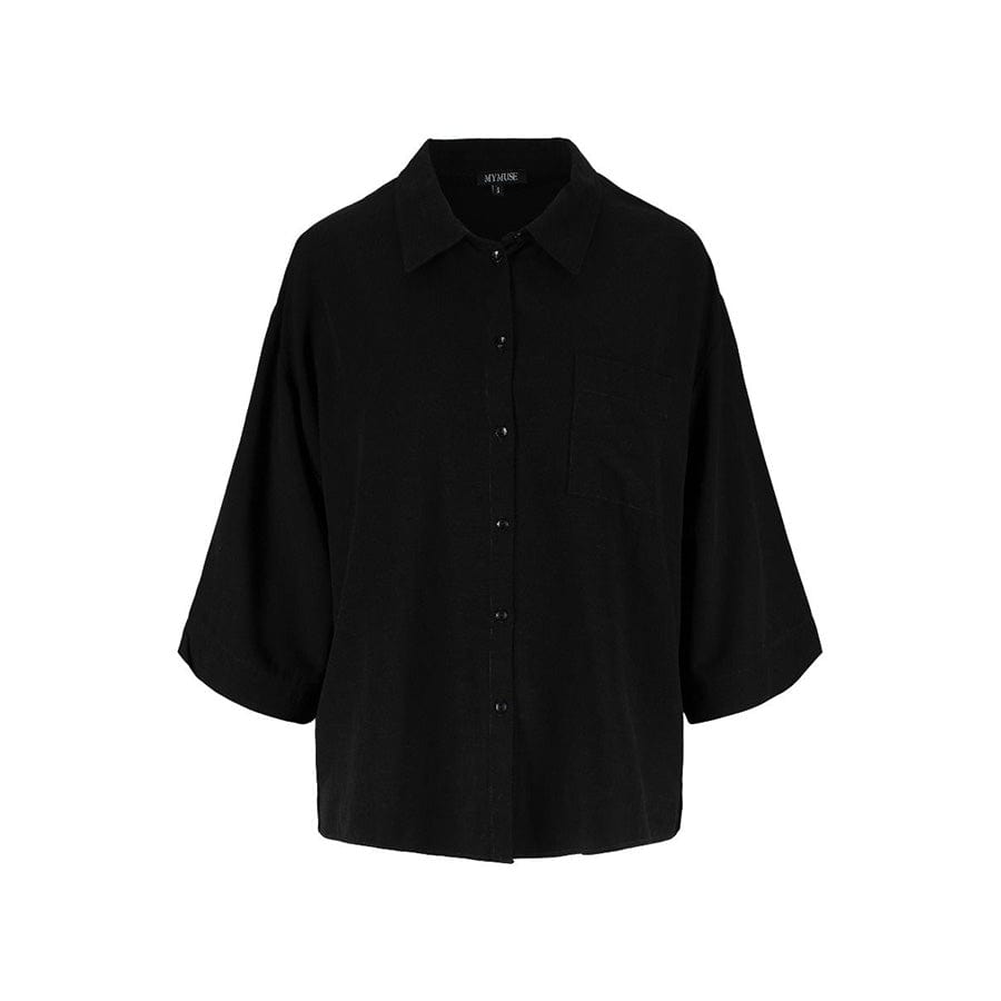 Black Linen Blend Shirt